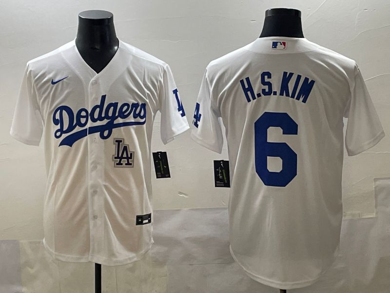 Men 2025 Los Angeles Dodgers 6 H.S.Kim White Game Nike MLB Jersey style 12